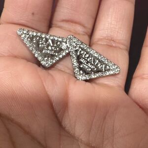 Prada Silver Triangle Earrings with lab diamonds